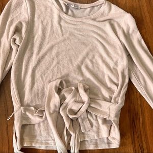 Long sleeve wrap around tie Zara top, size L.